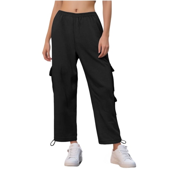 Kelon Womens Wide Leg Sweatpants Fleece Lined Baggy Pants Drawstring Athletic Joggers Fashion Winter Outfits Black