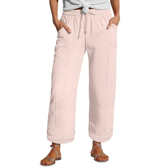 Kelon Womens Wide Leg Sweatpants Fleece Lined Baggy Pants Drawstring Athletic Joggers Fashion Winter Outfits Pink