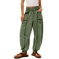thumbnail image 1 of Kelon Womens Wide Leg Sweatpants High Waisted Baggy Lounge Pants Drawstring Athletic Flared Joggers with Pockets Green, 1 of 5