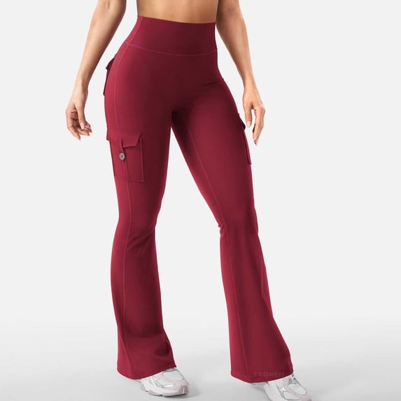 Kelon Yoga Pants, Workout Cargo Leggings with Pockets for Women Hidden Scrunch Butt Lifting Leggings Gym Yoga Pants, XL