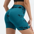 thumbnail image 1 of Kelon Yoga Shorts, Tie Dye Ribbed Workout Shorts for Women Seamless Gym Athletic Yoga High Waist Outerwear Shorts, L, 1 of 4