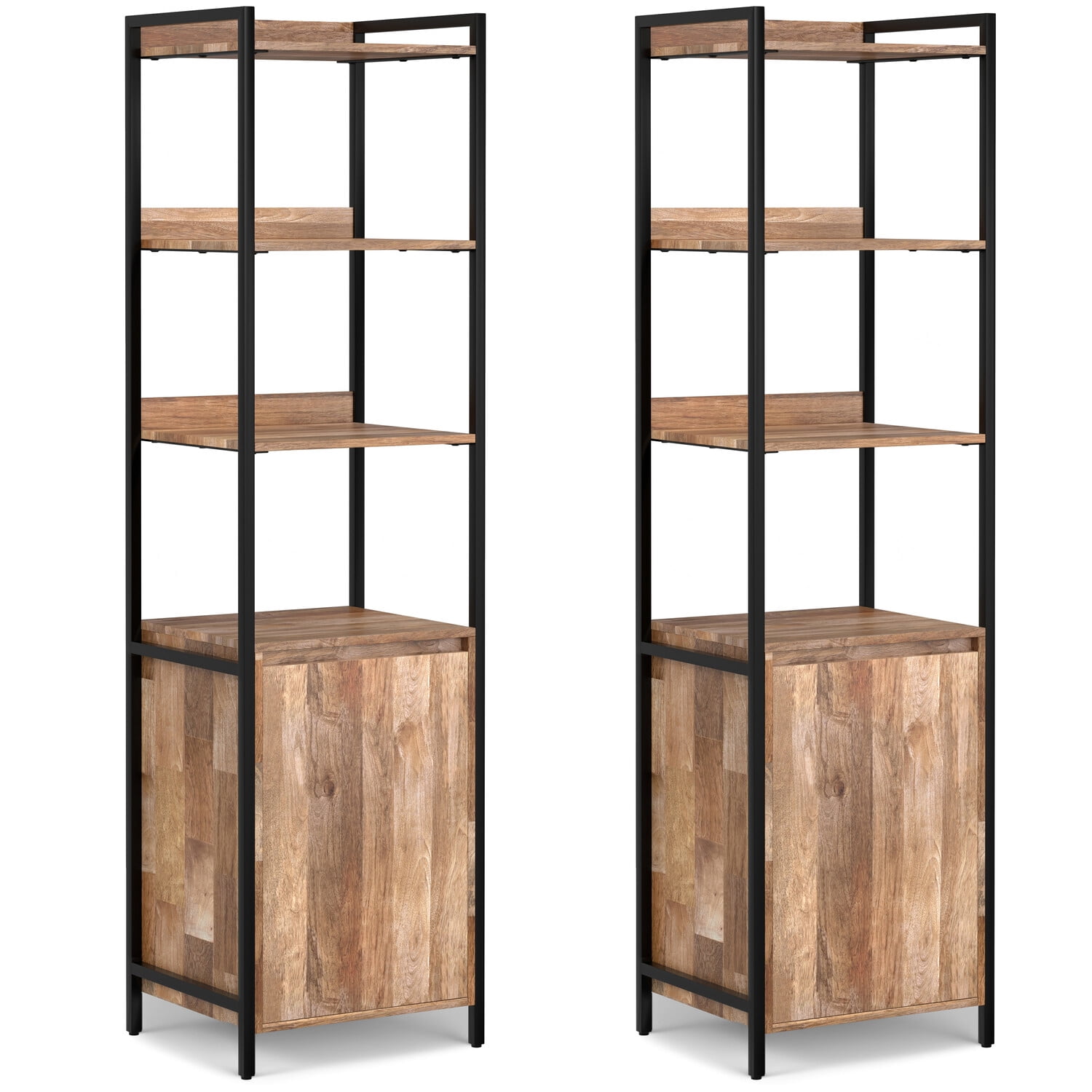 Kelsey Black Mango Wood Adjustable Bookcase with Doors