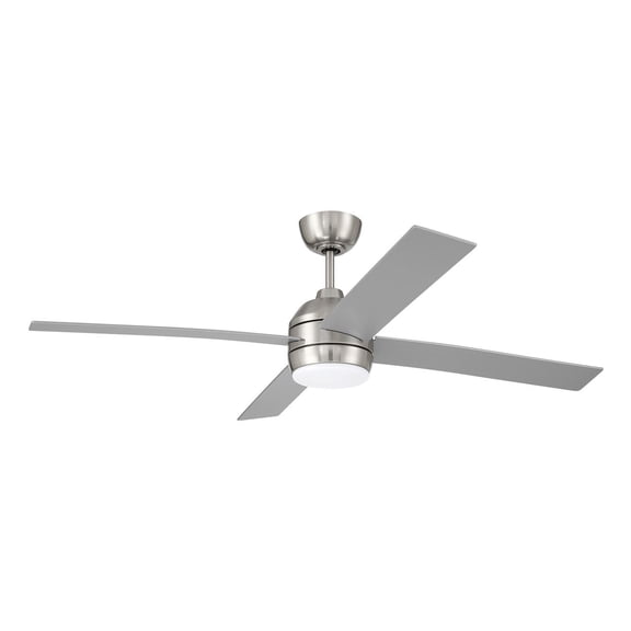 Kelsey 52 in. Brushed Polished Nickel Ceiling Fan w/ Integrated LED & Wall Control Included