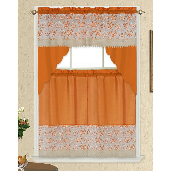 Kelsey Kitchen Curtain (Apricot/Gold)