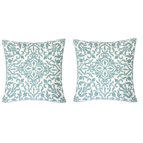 Kelsey Mint Abstract Polyester 18 in. x 18 in. Throw Pillow (Set of 2)