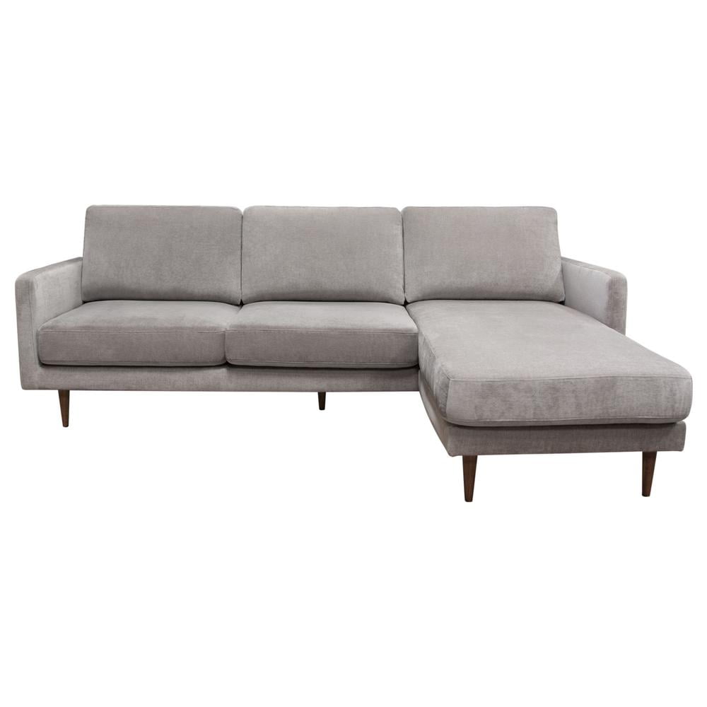 Luxe Gray Polyester 2-Piece L-Shaped Sectional with Square Arms