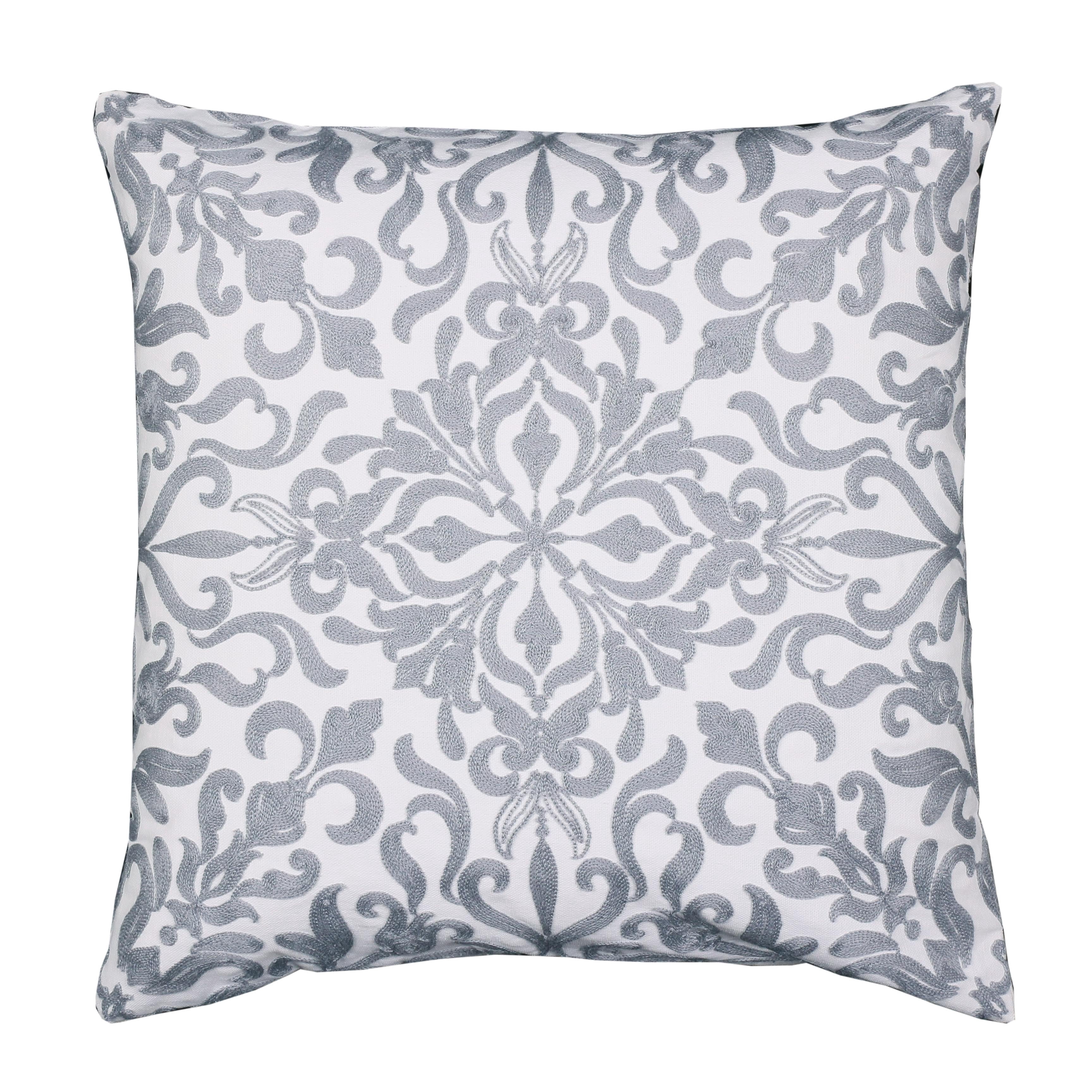 Kelsey Silver Abstract Polyester 20 in. x 20 in. Throw Pillow