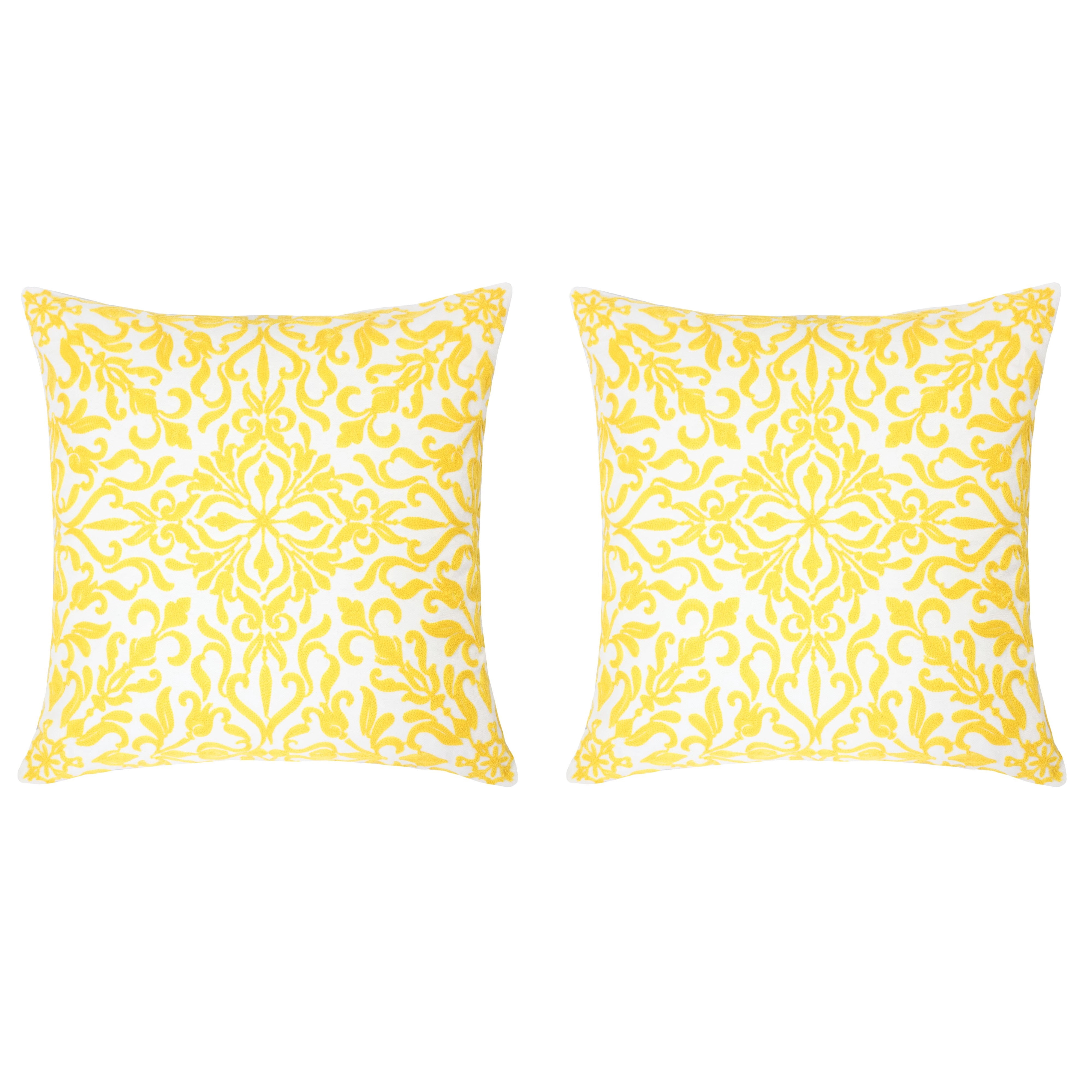 Kelsey Yellow Abstract Polyester 18 in. x 18 in. Throw Pillow (Set of 2)