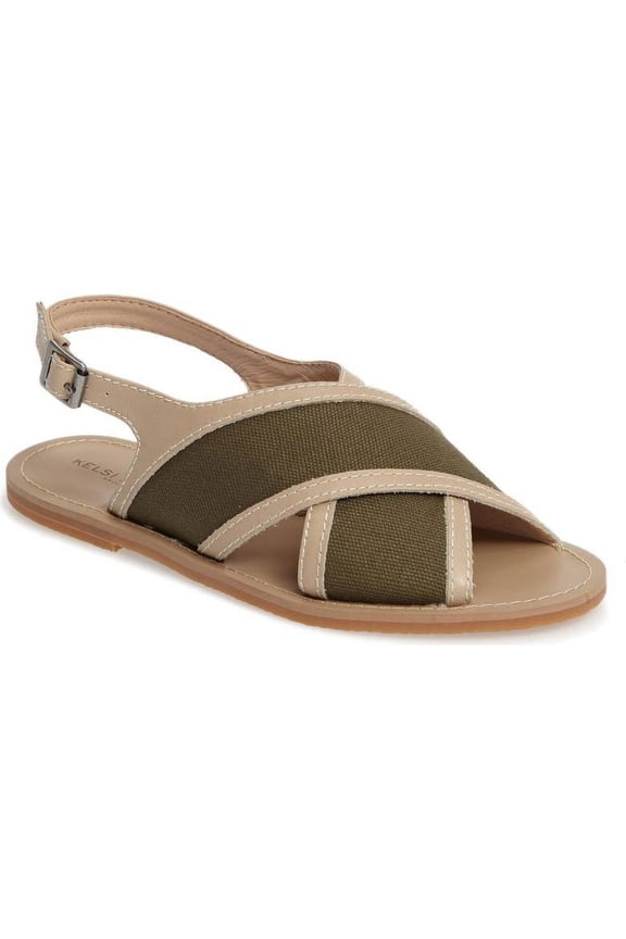 Hinsdale Flat Sandal Wheat Green Open Toe Sandals (8.5)