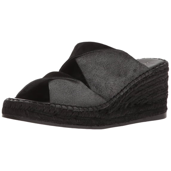 Kelsi Dagger Brooklyn Inwood Espadrille Wedge Sandal Black Open Toe Mule (6.5)