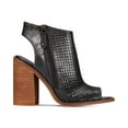thumbnail image 1 of Kelsi Dagger Brooklyn Mason Black Leather Perforated Block-Heel Sandals Bootie (7.5), 1 of 2