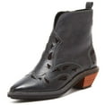 thumbnail image 1 of Kelsi Dagger Cliff Black Leather Western Pointed Toe Block Heel Ankle Bootie (BLACK, 6), 1 of 6