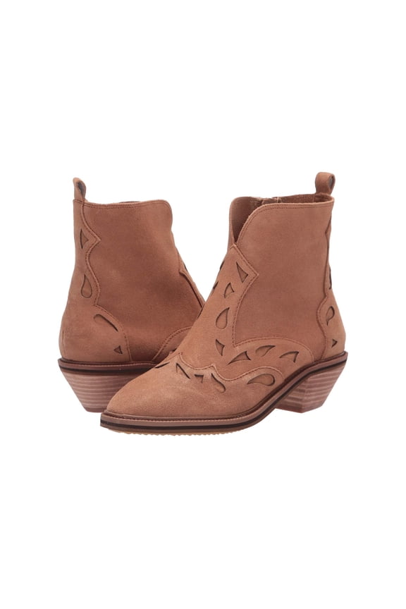 Kelsi Dagger Cliff Mocha Brown Suede Pointed Toe Block Heel Western Ankle Bootie (MOCHA, 7)