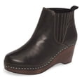 thumbnail image 1 of Kelsi Dagger Jax Black Clog Wood Leather Chelsea Pull On Rounded Toe Booties (BLACK, 5.5), 1 of 5