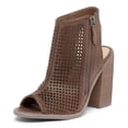 thumbnail image 1 of Kelsi Dagger Mason Portobello Leather Perforated Block-Heel Sandal Open Toe Boot (Portobello, 6), 1 of 3