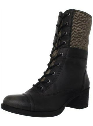 Gomelly Women Comfort Combat Boot Non-Slip Chunky Heel High Top Shoes  Military Walking Fashion Lace Up Work Boots Black 7.5 