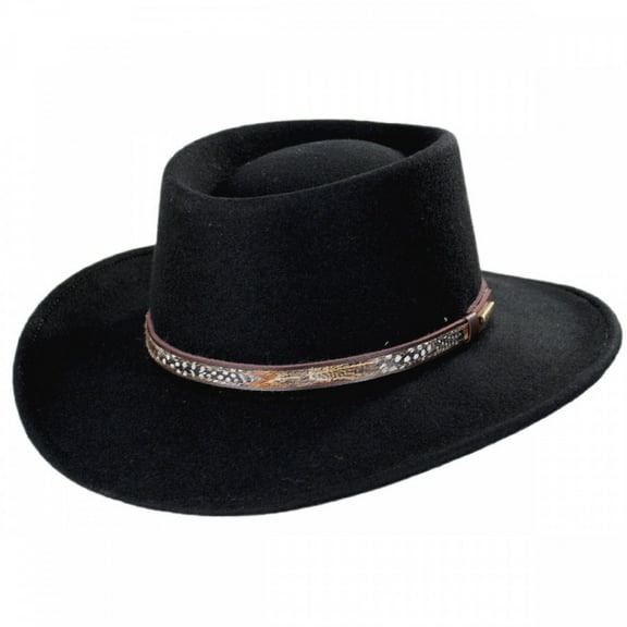 Kelso Crushable Wool Felt Gambler Western Hat - S - Black