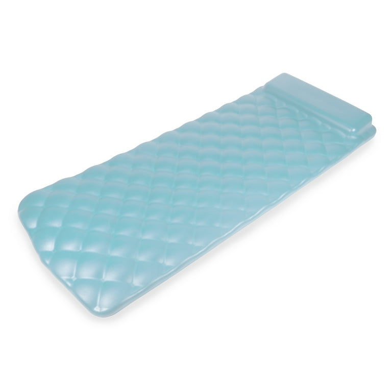 Kelsyus 72 Inch Laguna Lounger Portable Roll Up Foam Floating Mat with Oversized Pillow for Swimming Pool Lake Beach Aqua