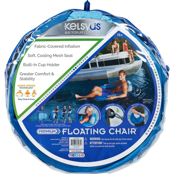Kelsyus Floating Swimming Pool Lounger Inflatable Chair with BuiltIn