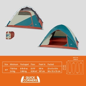 Kelty Discovery Basecamp Backpacking Tent, 4 or 6 Person Camping Backpacking Shelter, Large Capacity, Fast Setup and Easy Tear Down, Stuff Sack Included