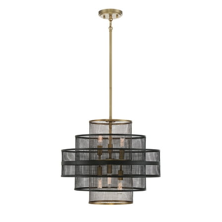 Kelvin 6-Light Pendant in Matte Black with Warm Brass