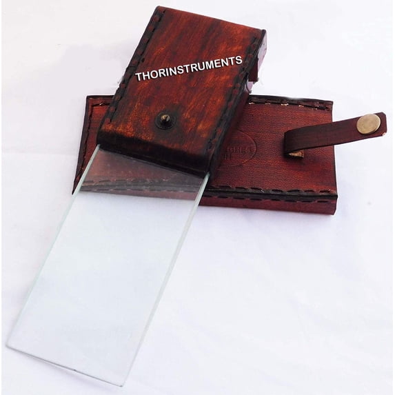 London 1917 Brown Leather Cover Desk Nautical Knife Style Magnifying