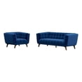 thumbnail image 1 of Kelvin Mid-Century Pillow Back Velvet Sofa and Lounge Chair Set in Blue, 1 of 5