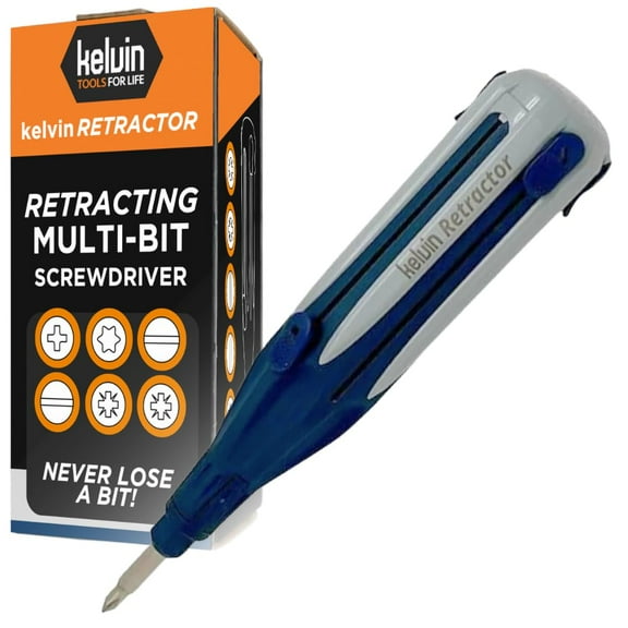 Kelvin Tools Retractor - Retractable All-In-One Screwdriver Quick Change Phillips Head and Flat Head Screwdriver, Upgraded Retract-A-Bit Screwdriver, Durable & Lightweight - MADE in NORTH AMERICA