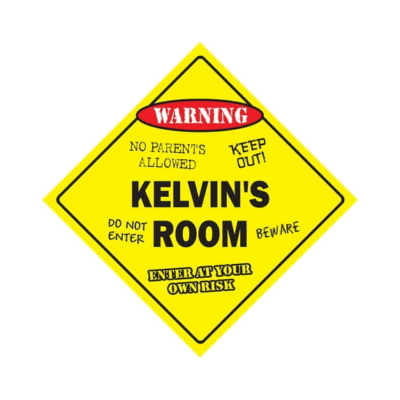Kelvin's Room Sign Crossing Zone Xing | Indoor/Outdoor | 20" Tall kids bedroom decor door children's name boy girl