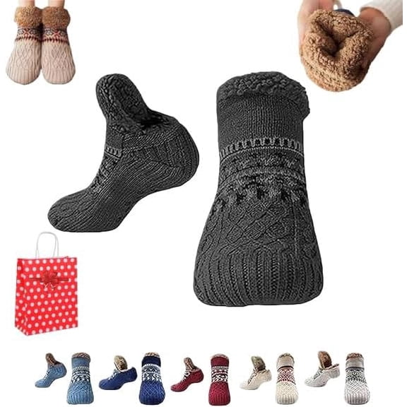 Kelvono Winter Wool Socks, Kelvono Fuzzy Non-Slip Floor Socks, Interior Soft Fleece for Men and Women, Unisex Fluffy
