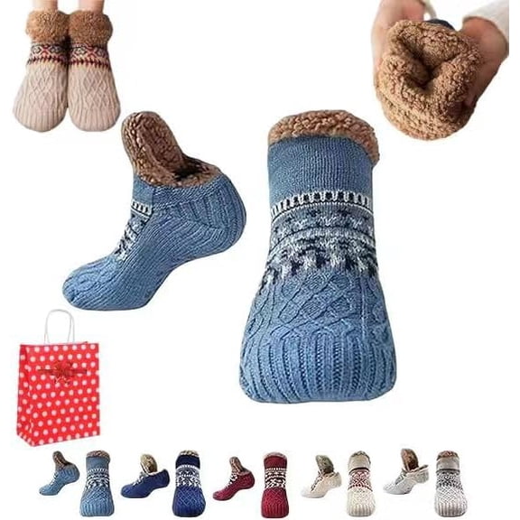 Kelvono Winter Wool Socks, Kelvono Fuzzy Non-Slip Floor Socks, Interior Soft Fleece for Men and Women, Unisex Fluffy