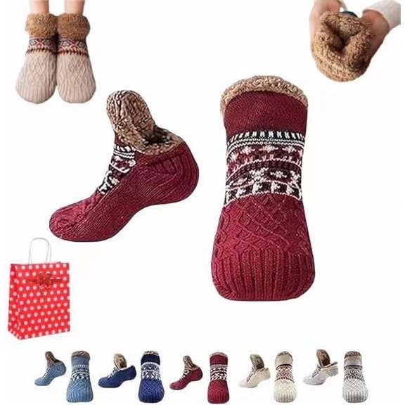 Kelvono Winter Wool Socks, Kelvono Fuzzy Non-Slip Floor Socks, Interior Soft Fleece for Men and Women, Unisex Fluffy