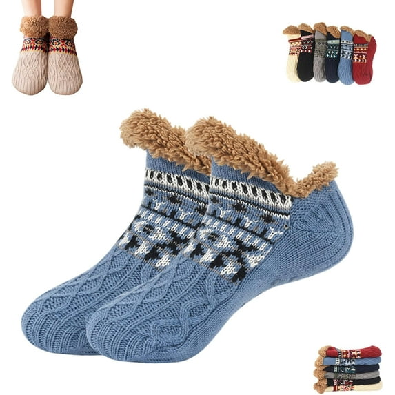 Kelvono Winter Wool Socks, Non-slip Warm Thick Floor Socks, Soft, Skin-Friendly and Warm for Men and Women