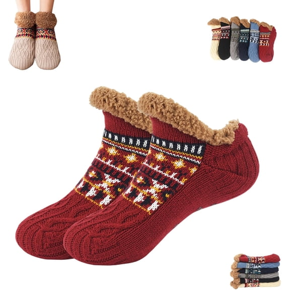 Kelvono Winter Wool Socks, Non-slip Warm Thick Floor Socks, Soft, Skin-Friendly and Warm for Men and Women