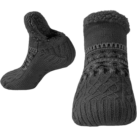 Kelvono Winter Wool Socks, Thick Non-Slip Cold-Proof Thermal Socks with Soft Fleece Lining, Unisex Anti-Slip Bottom Warm Home Knit Socks for All-Day Warmth & Comfort