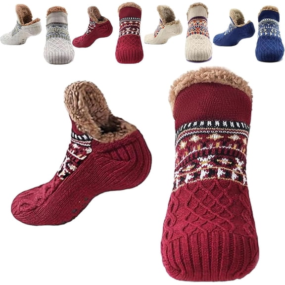 Kelvono Winter Wool Socks with Thickened Fleece Lining for All-Day Warmth, Non-Slip Cold-Proof Floor Socks for Women & Men