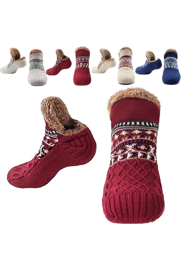 Kelvono Winter Wool Socks with Thickened Fleece Lining for All-Day Warmth, Non-Slip Cold-Proof Floor Socks for Women & Men