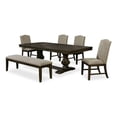 thumbnail image 1 of Kely 7pc Dining Table and Chair Set- Extendable Top- Dark Brown- Gray, 1 of 6