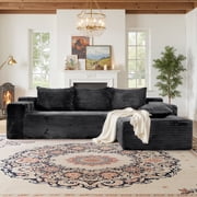 Kelyda 105" Modular L-Shaped Cloud Sofa, Plush Boneless Sectional with Deep Seats Chaise Corduroy Fabric, Gray