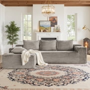 Kelyda 105" Modular L-Shaped Cloud Sofa, Plush Boneless Sectional with Deep Seats Chaise Corduroy Fabric, Coffee