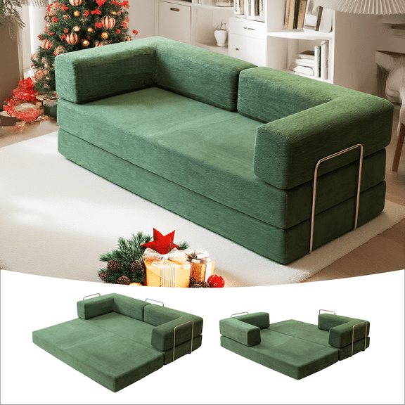 Kelyda 78'' Sofa Bed Couch, Modern Modular Boneless Cloud Foldable Couch Sleeper Loveseat for Living Room Green