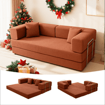 Kelyda 78'' Sofa Bed Couch, Modern Modular Boneless Cloud Foldable Couch Sleeper Loveseat for Living Room Oange