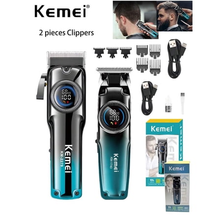 Kemei 2 Pieces Electric Hair Clipper Professional Hair Cutting For Men KM-2279 & Electric Hair Trimmer KM-1740 Sculpting Clipper