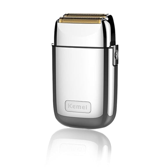 Kemei Cordless Metal Double Electric Shaver Razor for Men Close Electric Shavers, Type-C Rechargeable for Wet/Dry Shaving,KM-TX1 Silvery