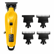 Kemei Hair Clippers for Men, Cordless Hair Clipper with 6-Speed Motor, Ceramic Blade, LED Display and USB-C Charging, Yellow