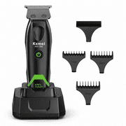 Kemei Hair Trimmer for Men, Cordless T-Blade Trimmer with Charging Stand, LED Display and Guide Combs, Black