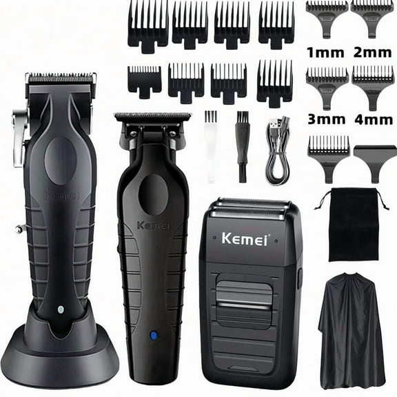 Kemei KEMEI Professional Hair Clipper, Hair Trimmer, Beard Shaver Set For Men, Electric Cordless Barber Clipper Beard Trimmer, Rechargeable Fade Clipper Haircutting Kit, KM-2299, KM-2296, KM-1102