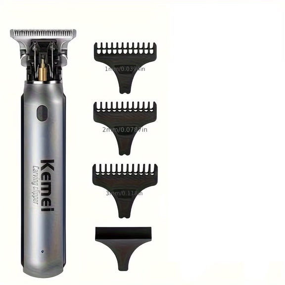 Kemei KM-1757 USB Rechargeable Hair Clipper for Men with Carving Feature - Professional Electric Razor for Bald Heads and Barbers