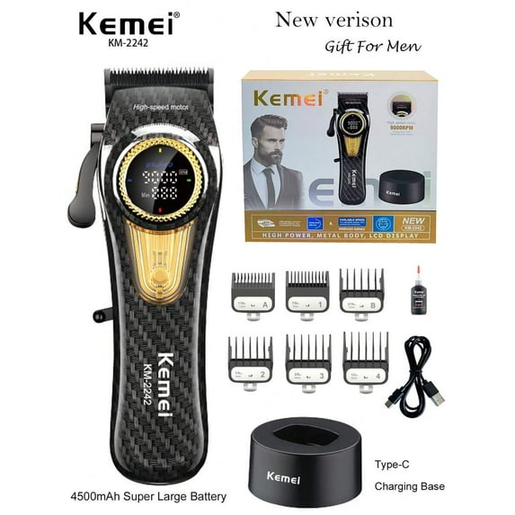 Kemei KM-2242 Professional Hair Clipper 9000RPM High Speed Haircut Machine With Charging Base Electric Brushless Motor 10W Strong Power Barber