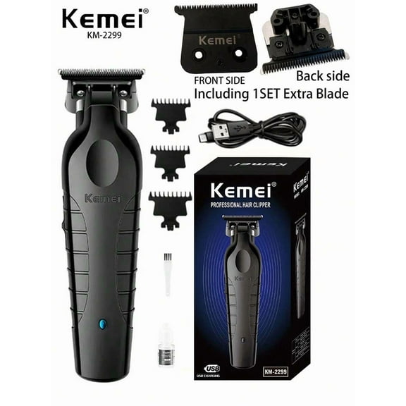 Kemei KM-2299 With Extra Blade Barber Cordless Hair Trimmer 0mm Zero Gapped Carving Clipper For Men